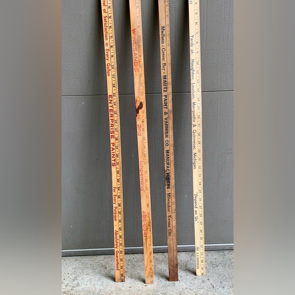 (Lot of 4) Vtg Upper Peninsula Michigan Antique Advertising Wooden Yardsticks - Picture 7 of 11